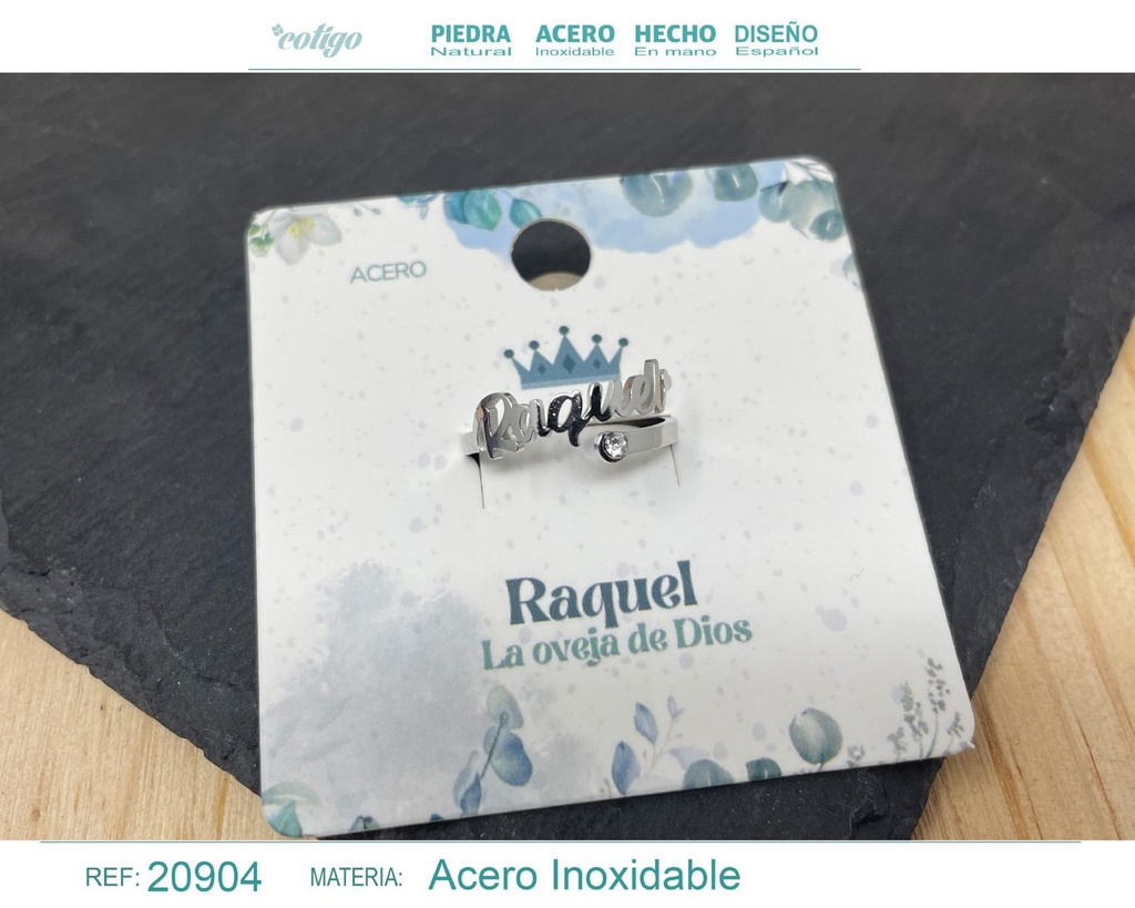 Anillo de acero plateado "Raquel" - Joyas y accesorios