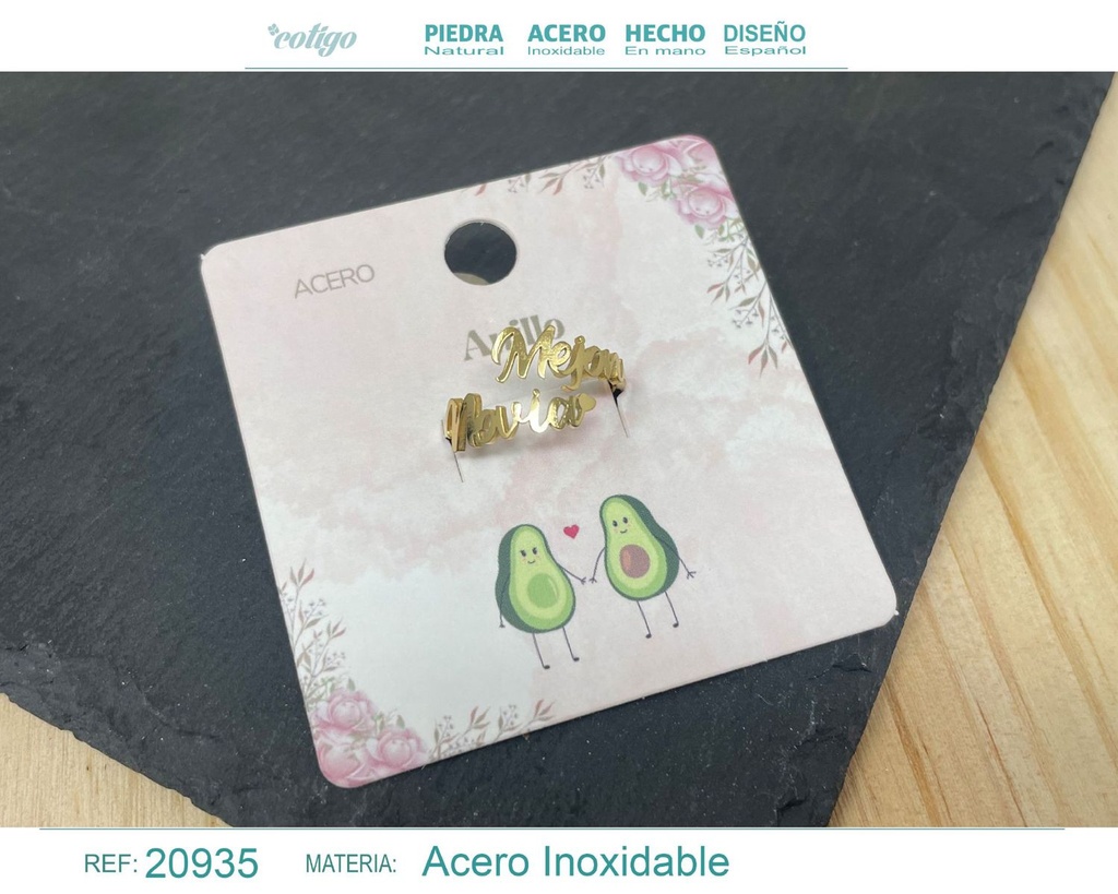 Anillo de acero dorado "para Novia" - Joyas con significado