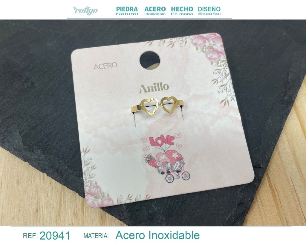 Anillo de acero dorado "para Amor" - Joyas con significado