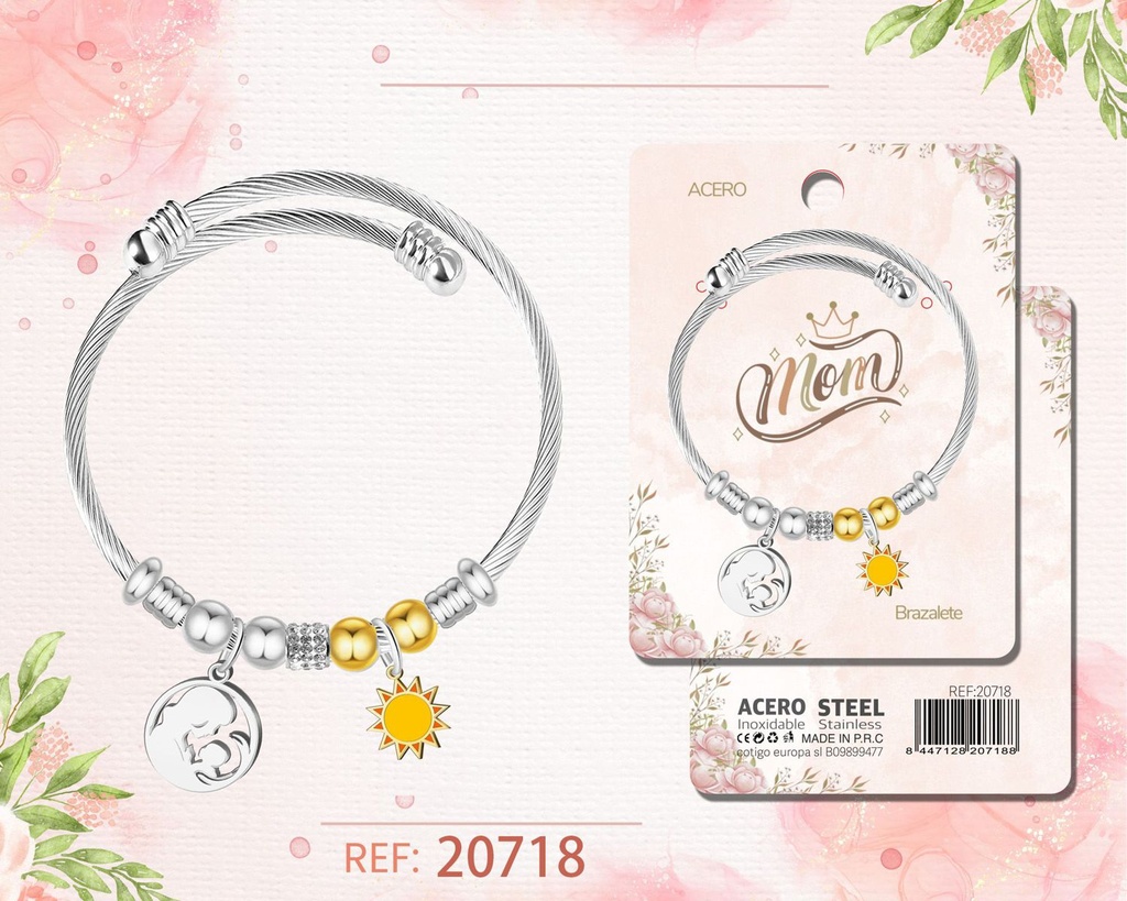 Brazalete de acero para mamá - Joyería personalizada para madres