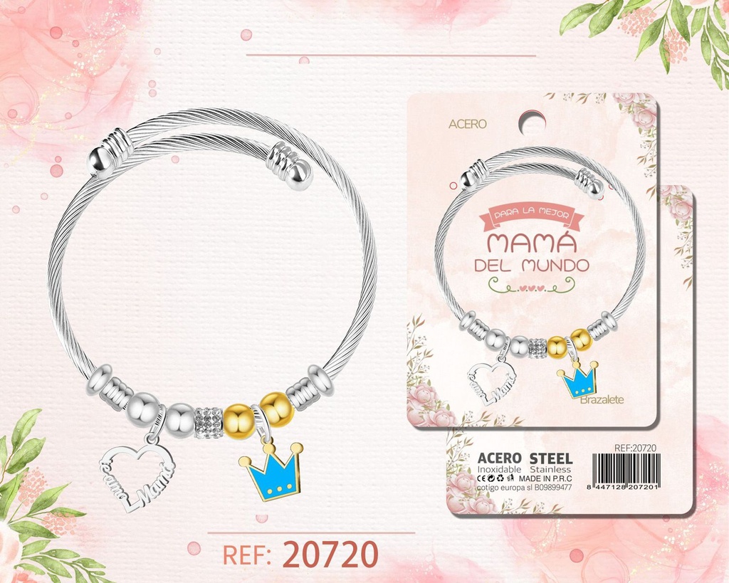 Brazalete de acero para mamá - Joyería personalizada para madres