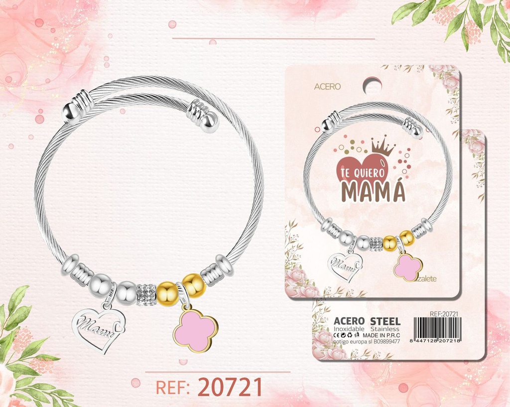 Brazalete de acero para mamá - Joyería personalizada para madres