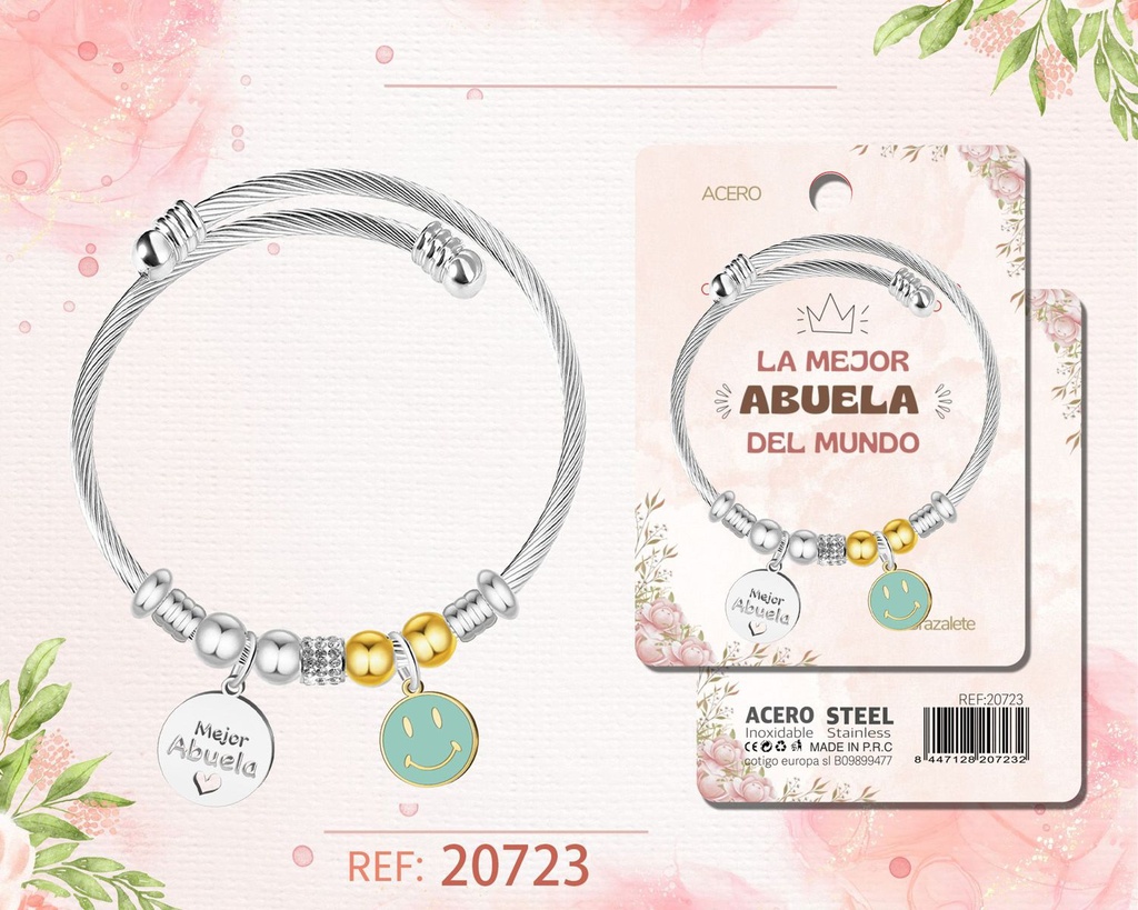 Brazalete de acero para abuela - Joyería personalizada para abuelas