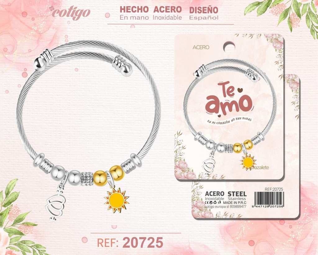 Brazalete de acero para amor - Joyería romántica y significativa