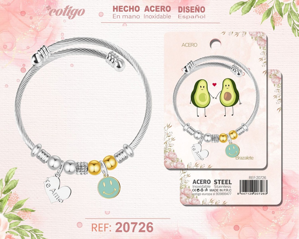 Brazalete de acero para amor - Joyería romántica y significativa