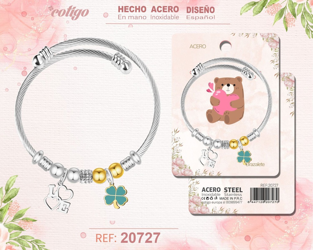 Brazalete de acero para amor - Joyería romántica y significativa