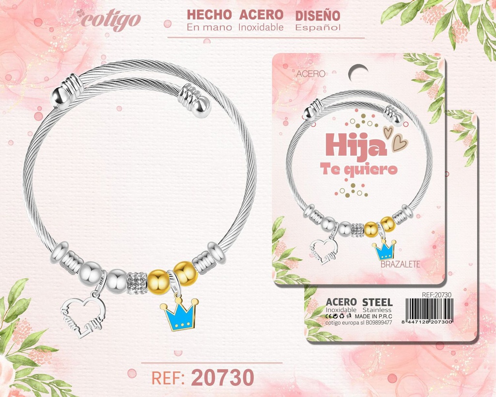 Brazalete de acero para hija - Joyería personalizada para hijas