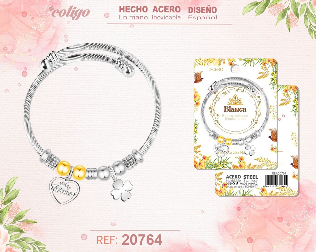 Brazalete de acero con nombre: Blanca - Joyería personalizada con nombres