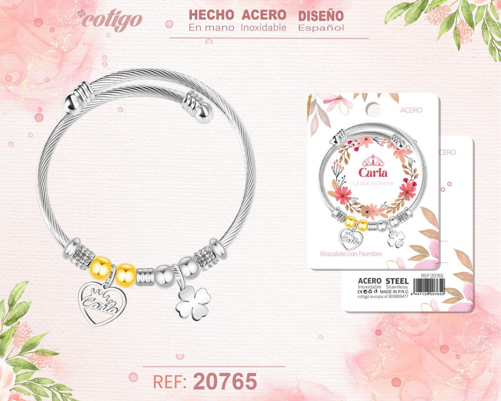 Brazalete de acero con nombre: Carla - Joyería personalizada con nombres