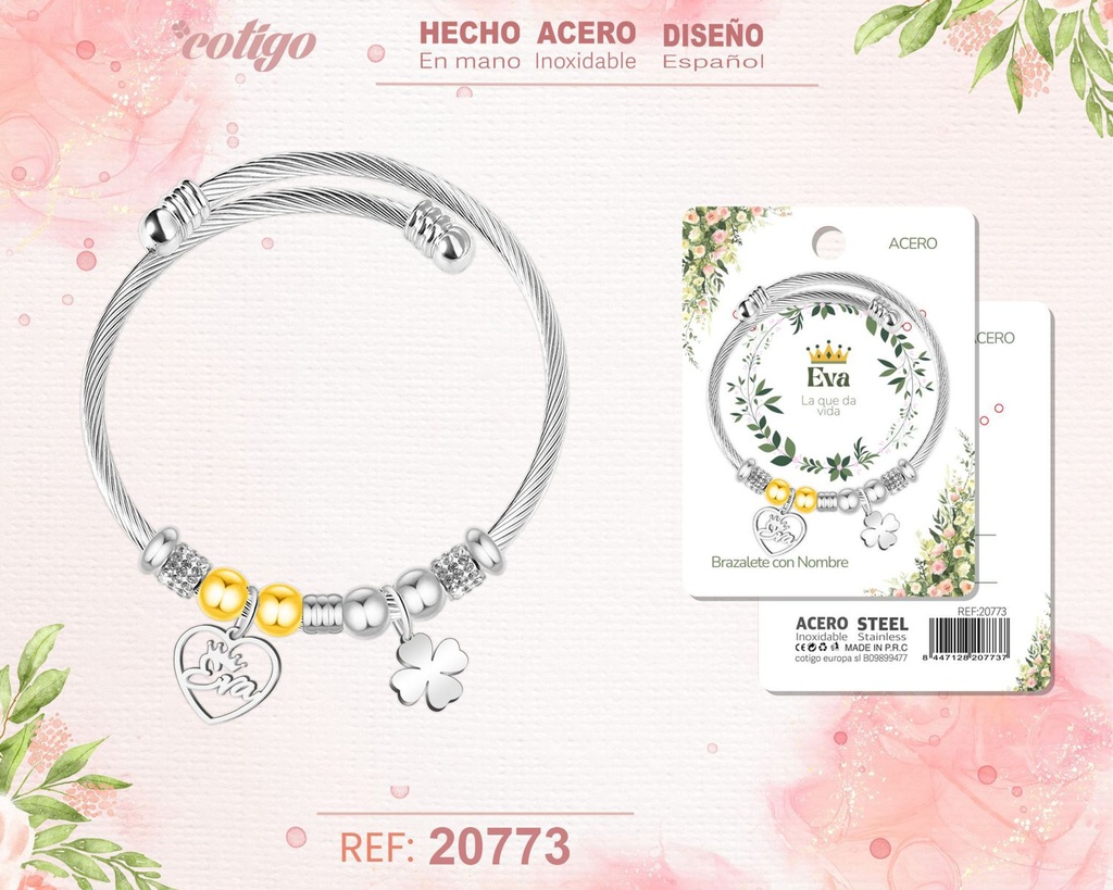 Brazalete de acero con nombre: Eva - Joyería personalizada con nombres