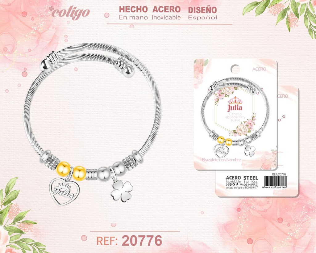 Brazalete de acero con nombre: Julia - Joyería personalizada con nombres