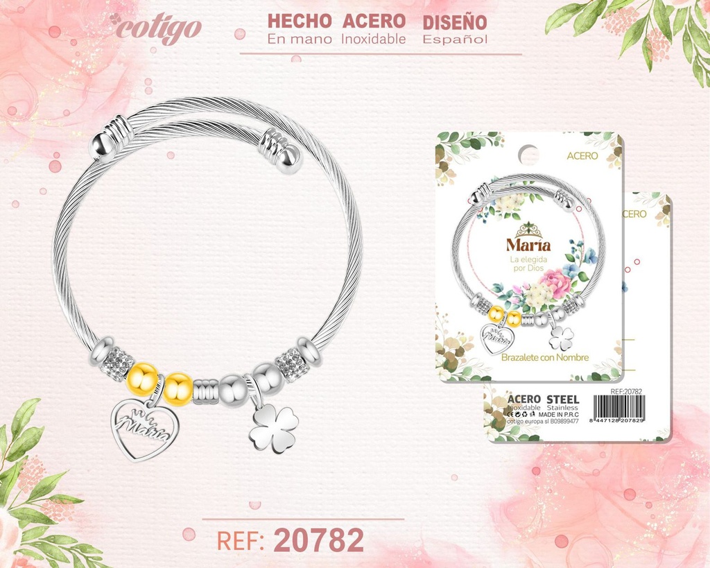 Brazalete de acero con nombre: María - Joyería personalizada con nombres