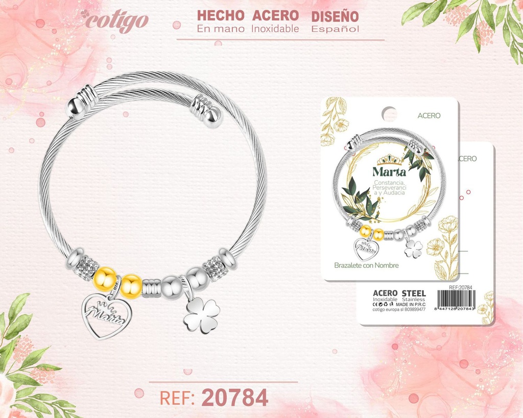 Brazalete de acero con nombre: Marta - Joyería personalizada con nombres