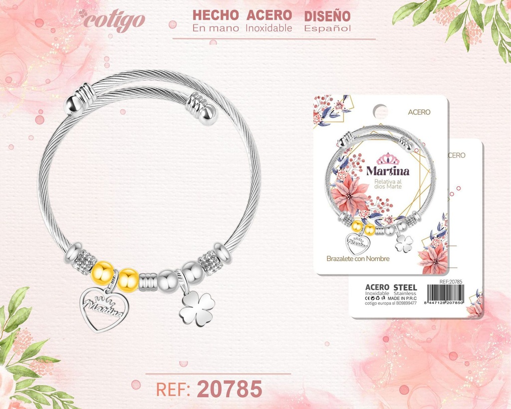 Brazalete de acero con nombre: Martina - Joyería personalizada con nombres