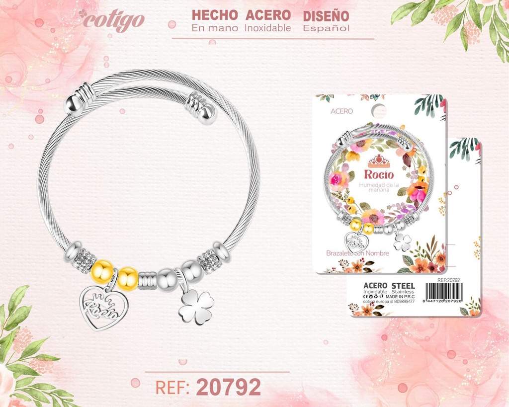 Brazalete de acero con nombre: Rocío - Joyería personalizada con nombres