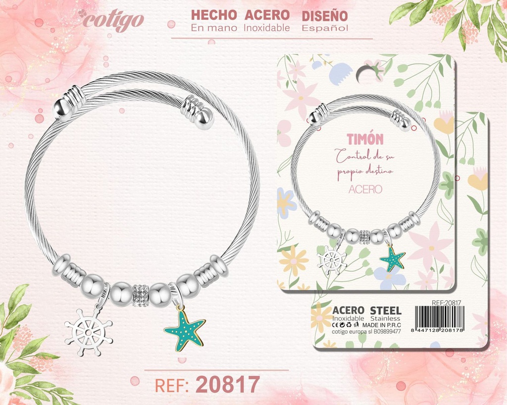 Brazalete de acero con diseño de Tmon - Joyería y accesorios de moda