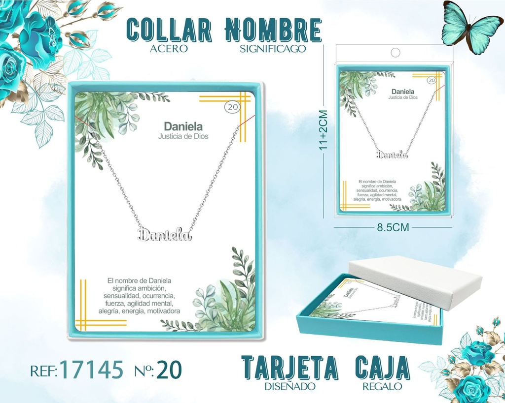 Collar de acero plateado con nombre Daniela - Joyas personalizadas