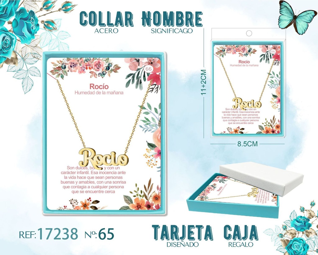 Collar de acero dorado con nombre Rocío - Joyas personalizadas