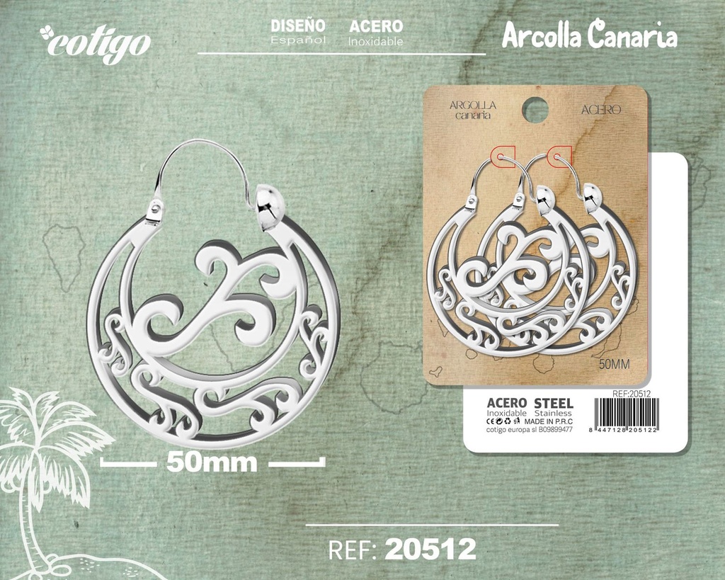 Argolla canaria de 50 mm de acero plateado - Accesorios canarios