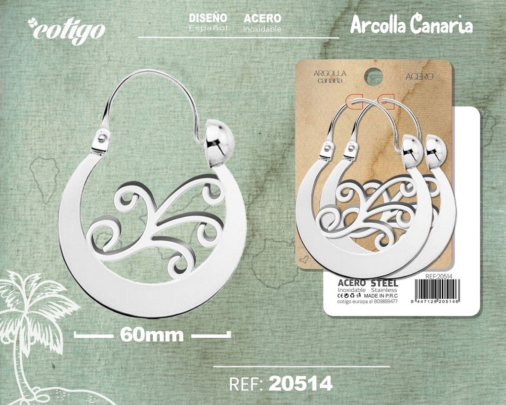 Argolla canaria de 60 mm de acero plateado - Accesorios canarios