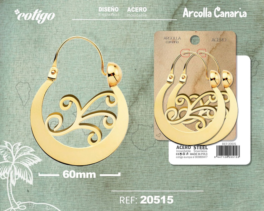 Argolla canaria de 60 mm de acero dorado - Accesorios canarios