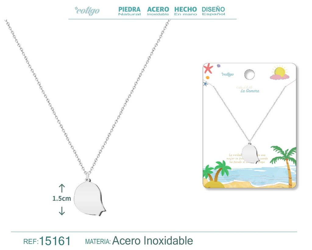 Colgante de acero Islas La Gomera plateado - Accesorios canarios