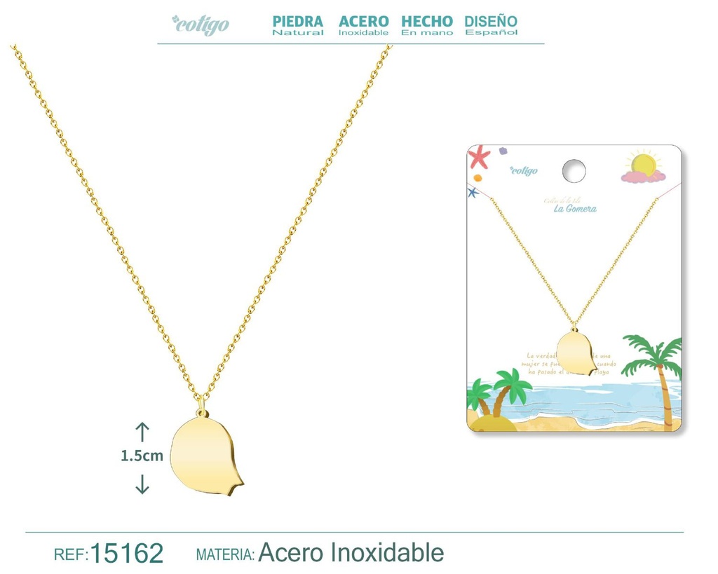 Colgante de acero Islas La Gomera dorado - Accesorios canarios