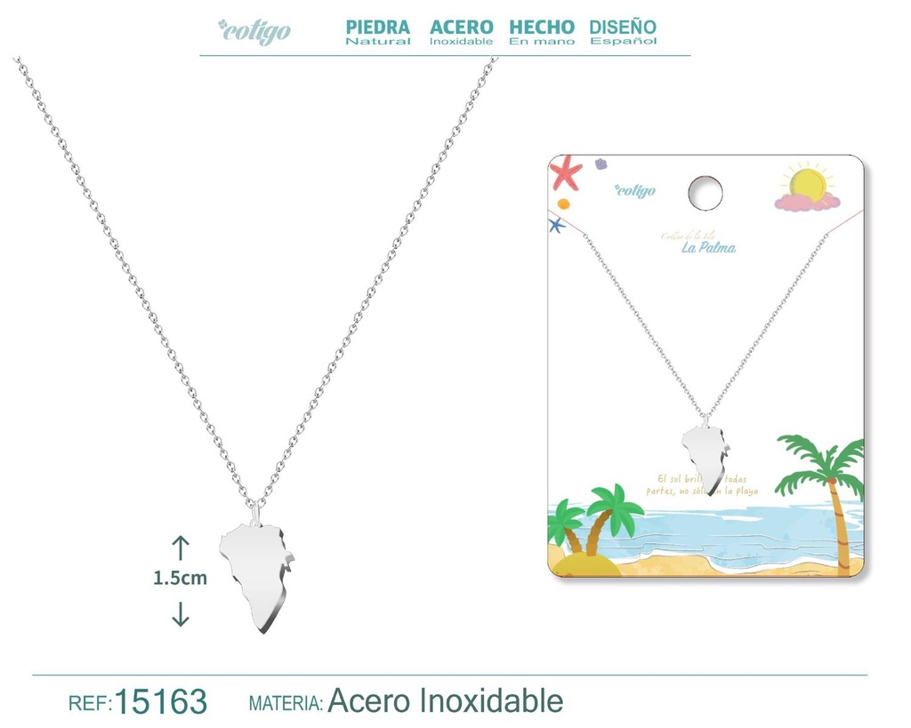 Colgante de acero plateado Islas La Palma - Joyería canaria