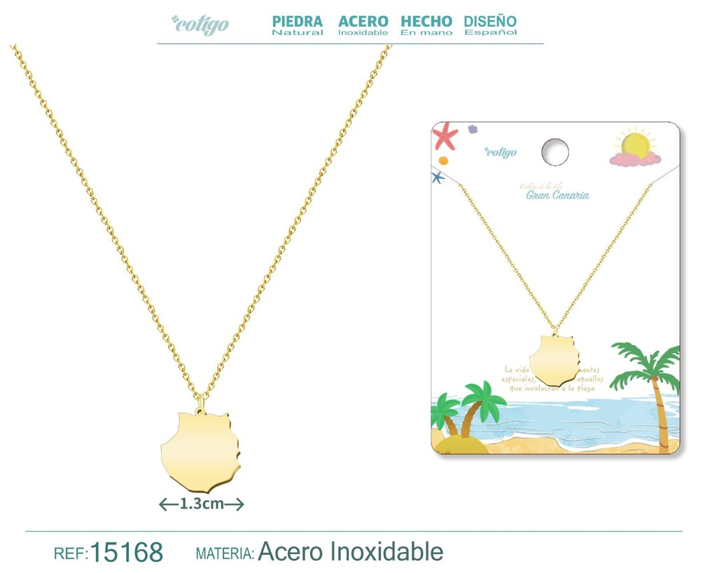 Colgante de acero dorado Islas Gran Canaria - Joyería canaria