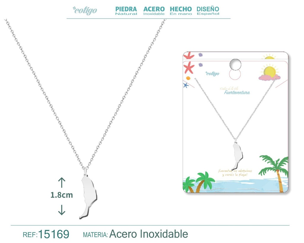 Colgante de acero plateado Islas Fuerteventura - Joyería canaria