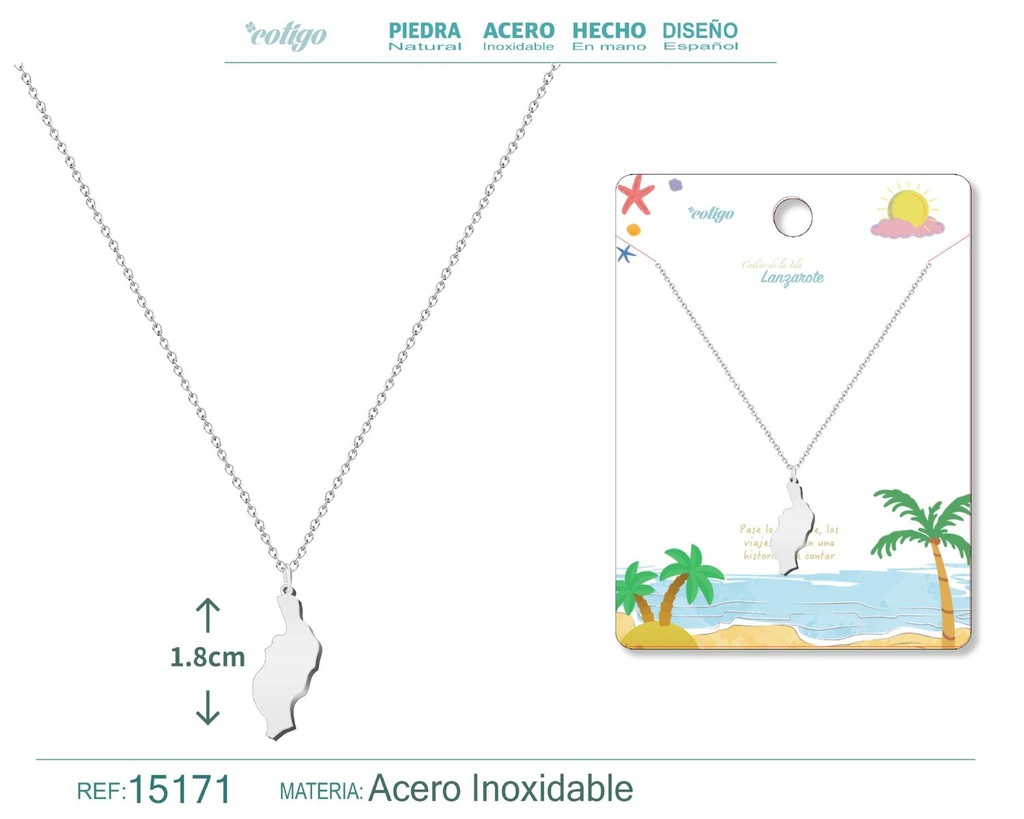 Colgante de acero plateado Islas Lanzarote - Joyería canaria