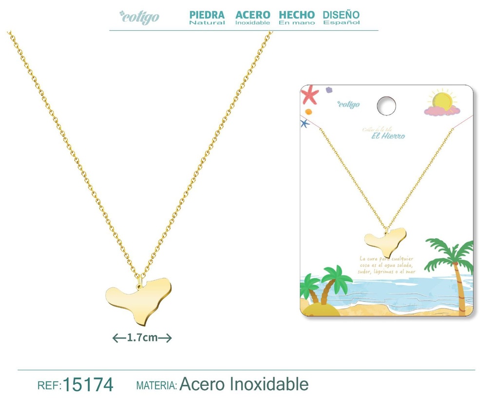 Colgante de acero dorado Islas El Hierro - Joyería canaria