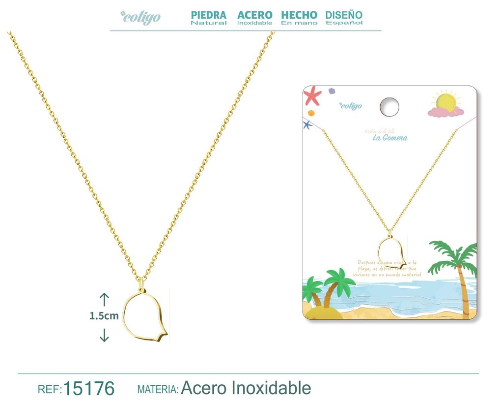 Colgante de acero dorado Islas La Gomera - Joyería canaria