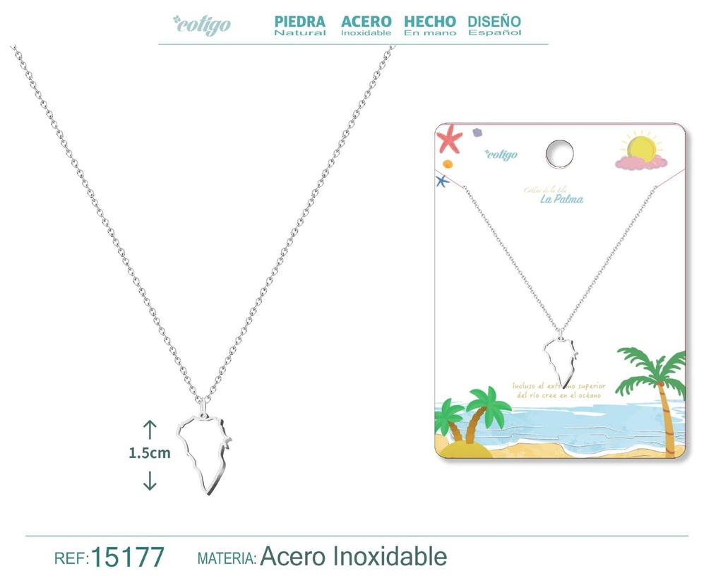 Colgante de acero plateado Islas La Palma - Joyería canaria