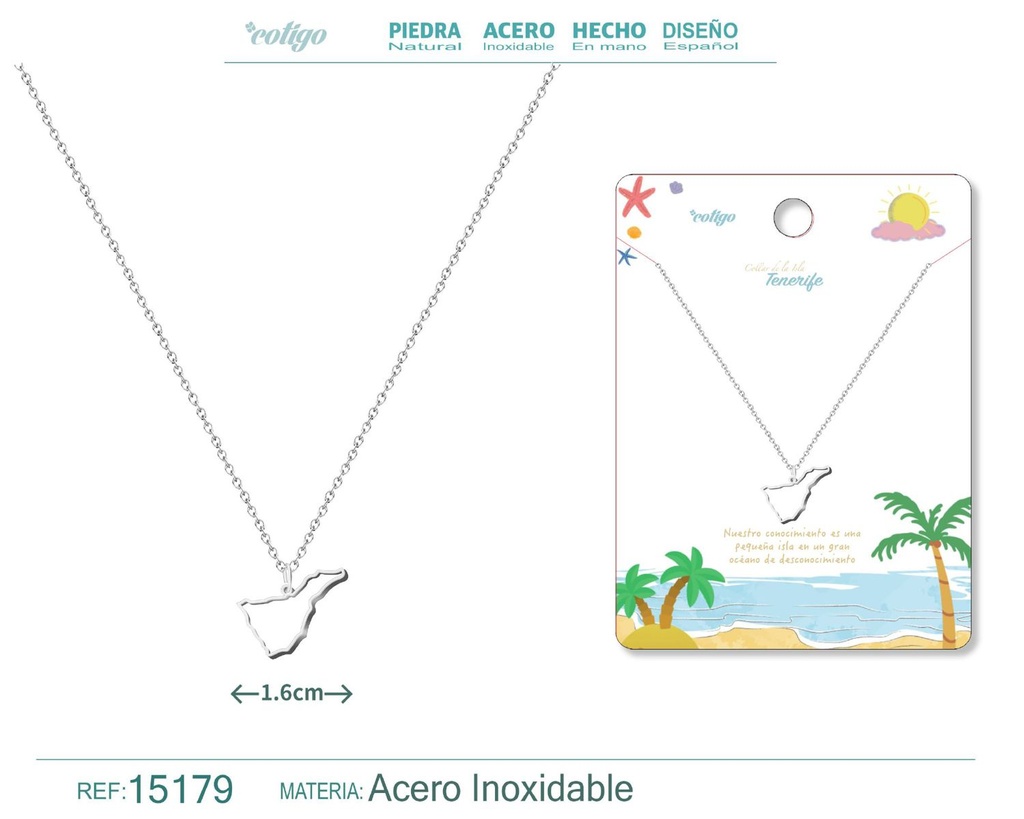 Colgante de acero plateado Islas Tenerife - Joyería canaria