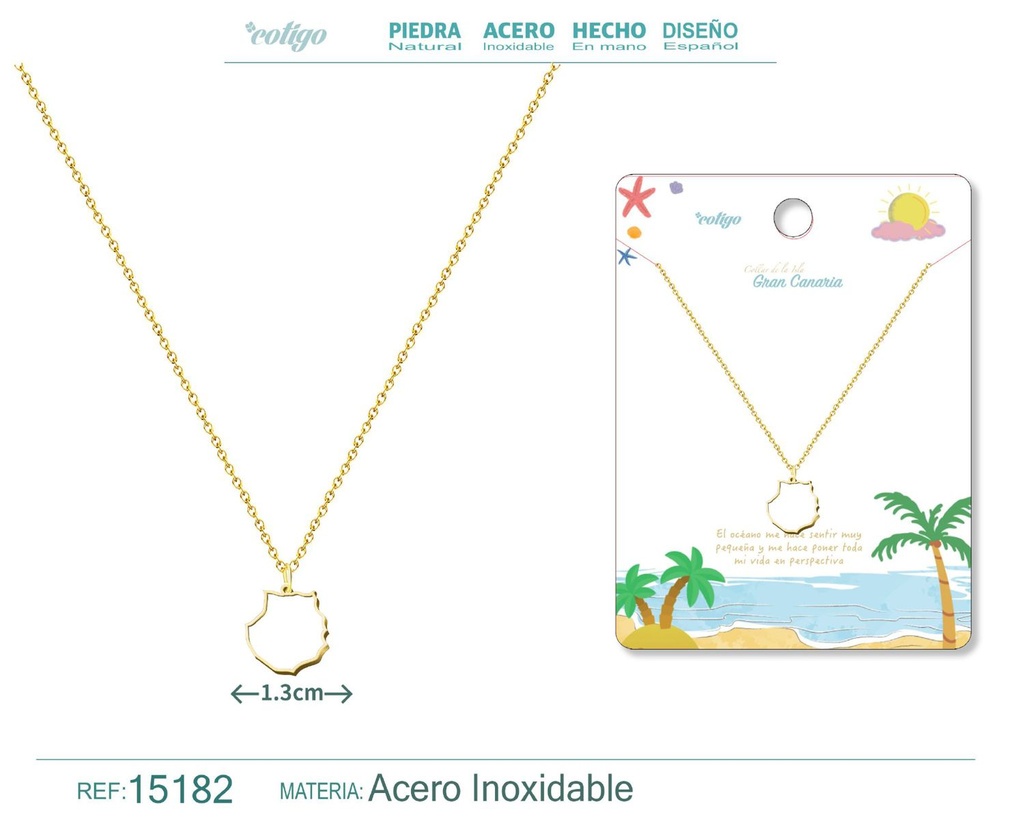 Colgante de acero dorado Islas Gran Canaria - Joyería canaria