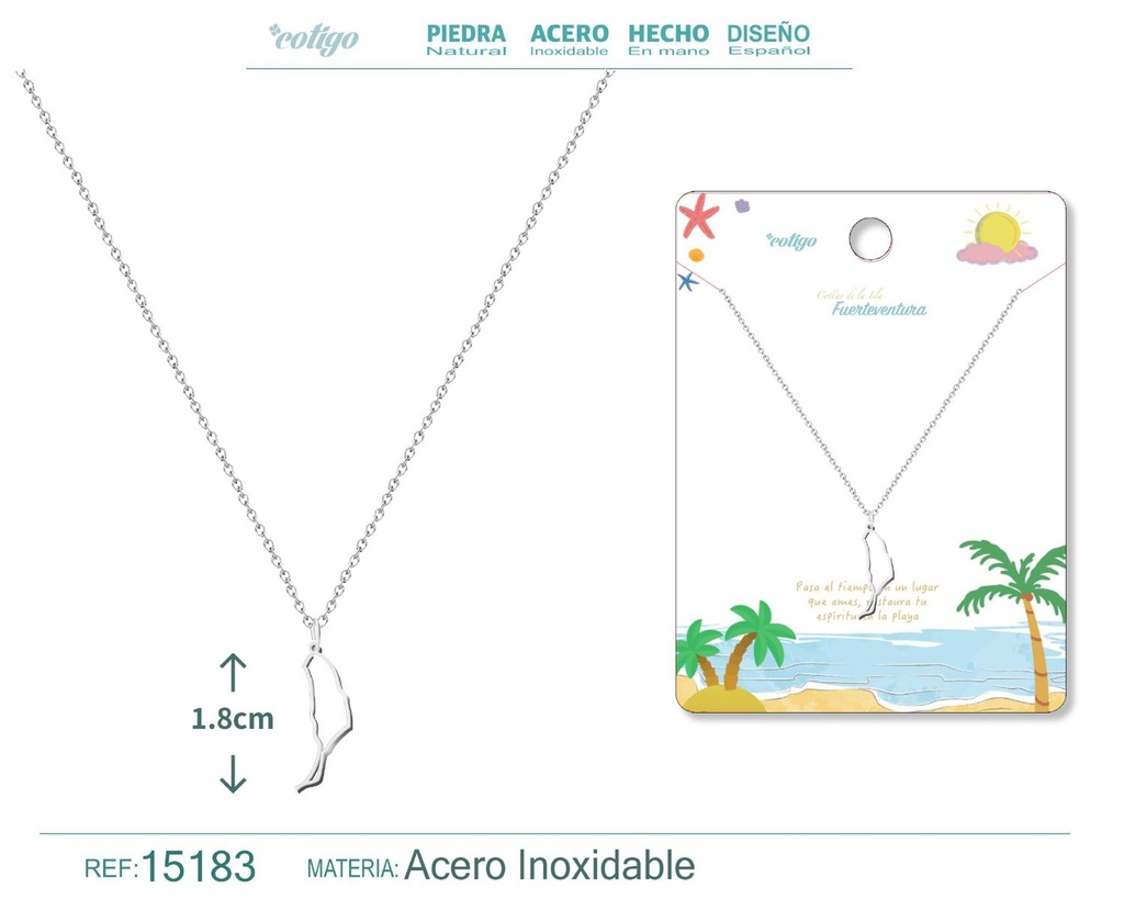 Colgante de acero plateado Islas Fuerteventura - Joyería canaria