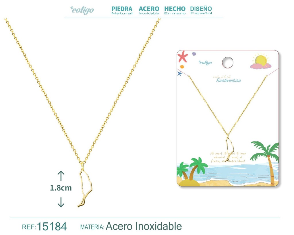 Colgante de acero dorado Islas Fuerteventura - Joyería canaria