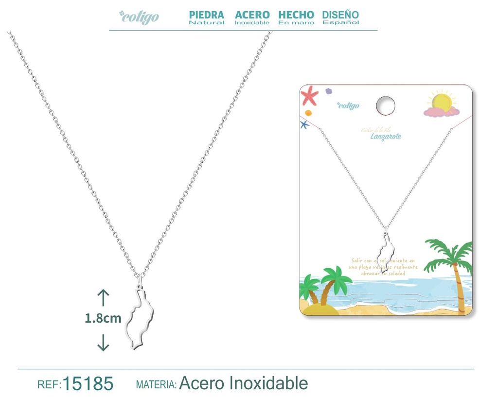 Colgante de acero plateado Islas Lanzarote - Joyería canaria