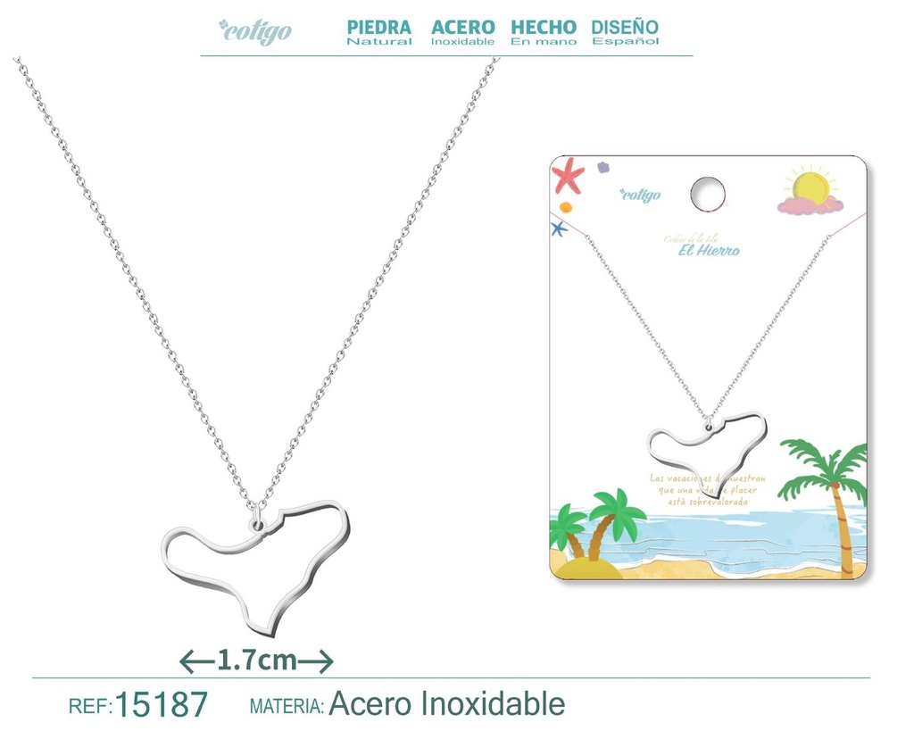 Colgante de acero plateado Islas El Hierro - Joyería canaria