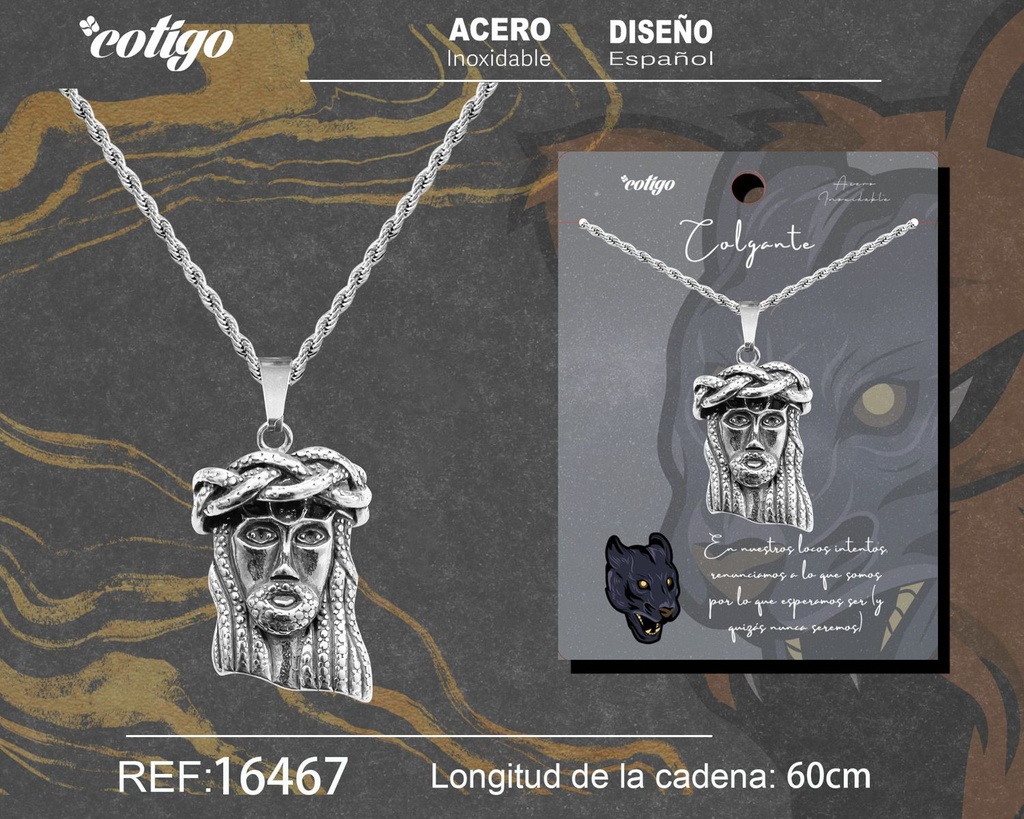 Colgante hombre de acero plateado - Joyería masculina