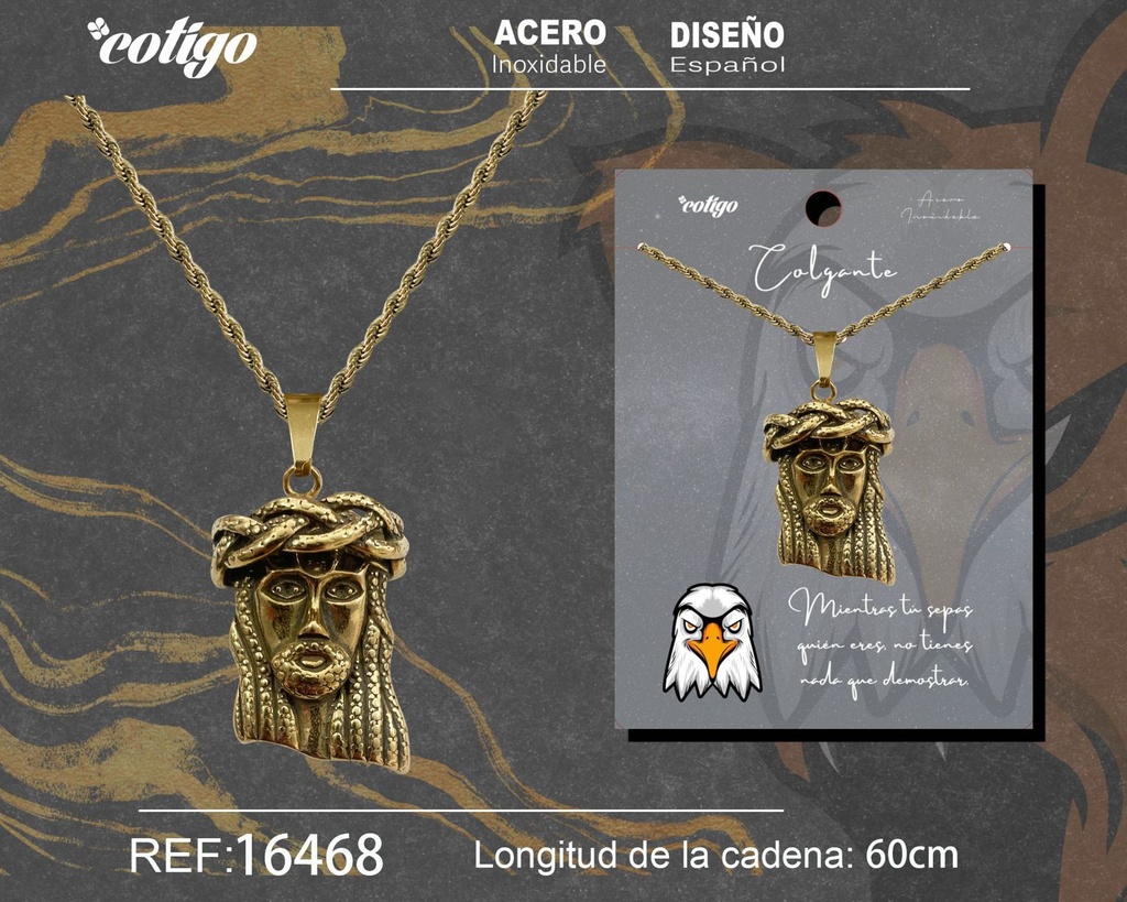 Colgante hombre de acero dorado - Joyería masculina