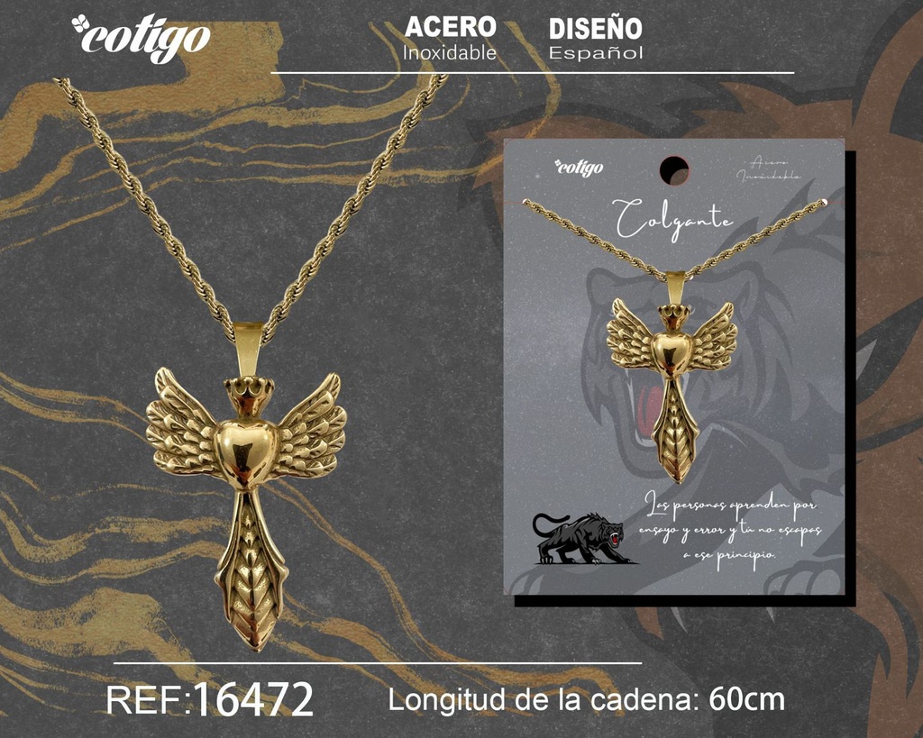 Colgante hombre de acero dorado - Joyería masculina