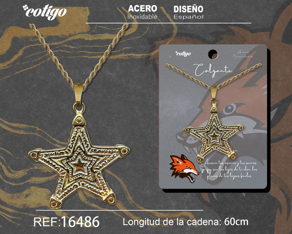 Colgante hombre de acero dorado - Joyería masculina