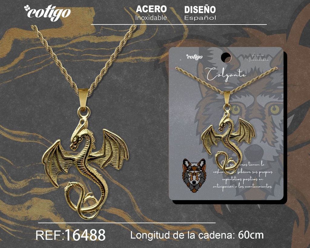 Colgante hombre de acero dorado - Joyería masculina