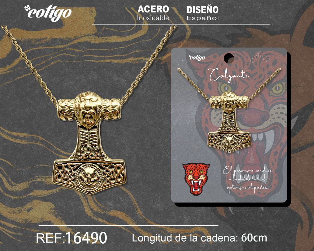 Colgante hombre de acero dorado - Joyería masculina