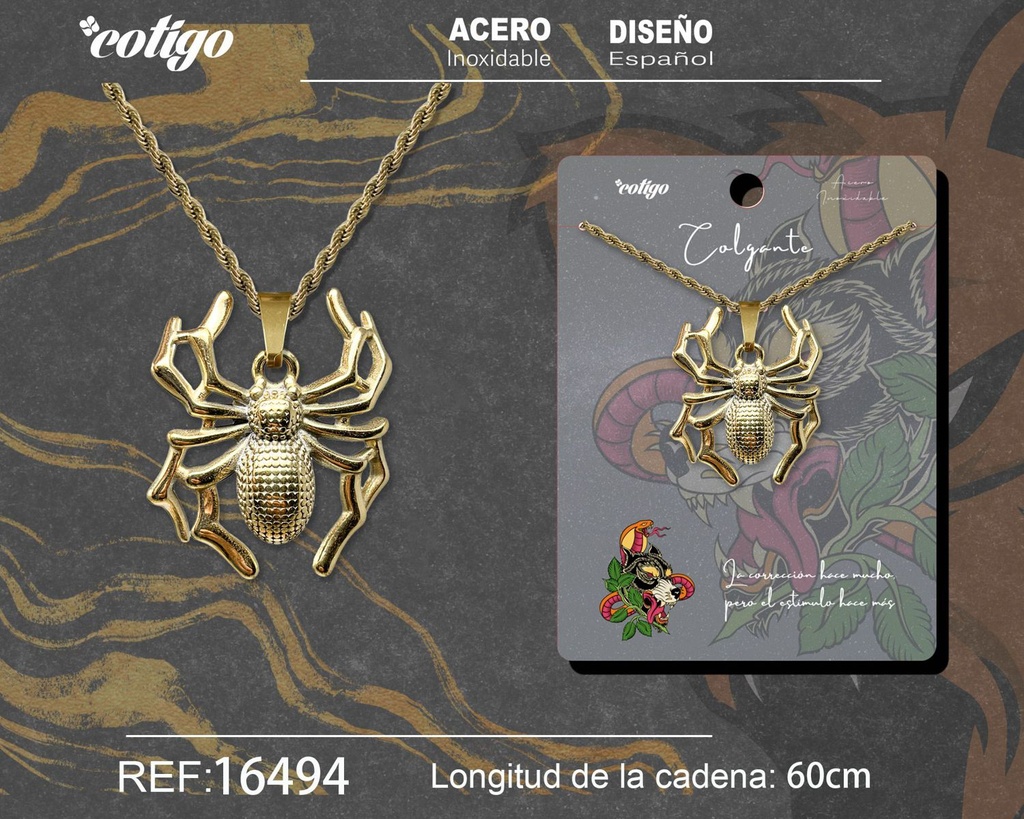 Colgante hombre de acero dorado - Joyería masculina