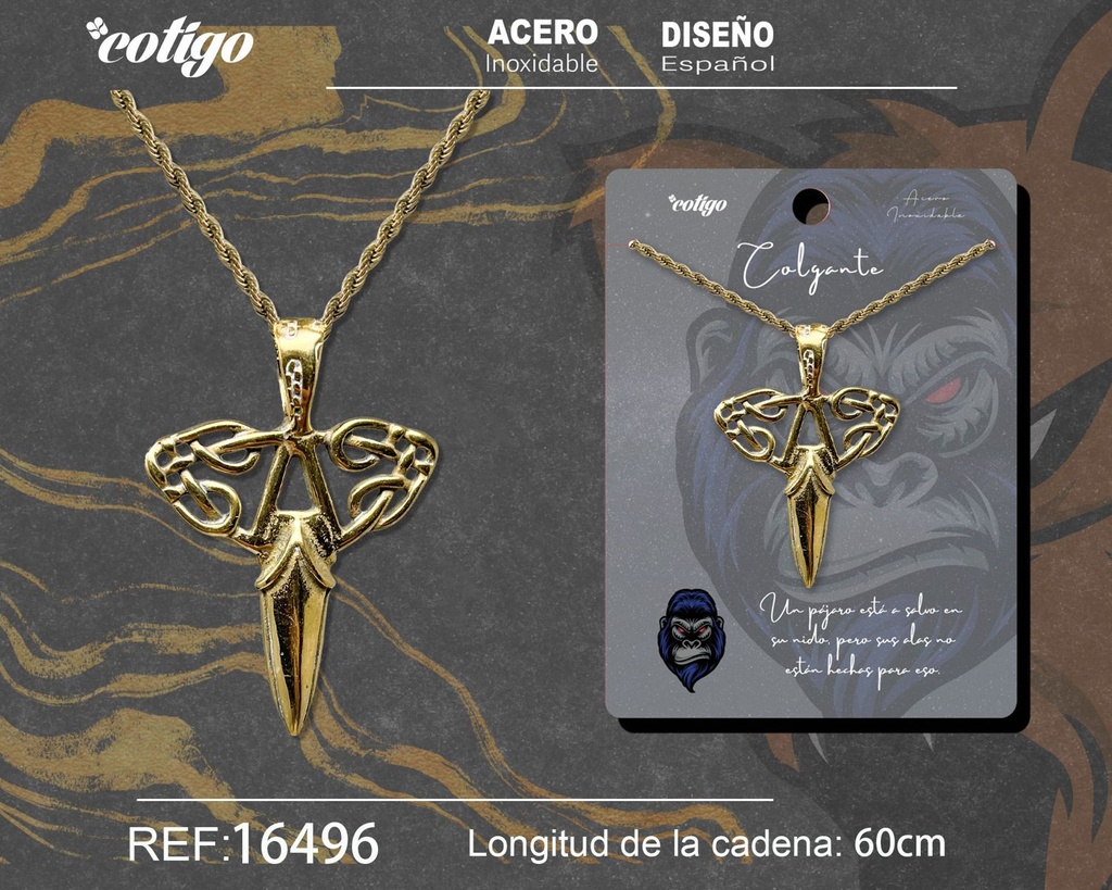 Colgante hombre de acero dorado - Joyería masculina