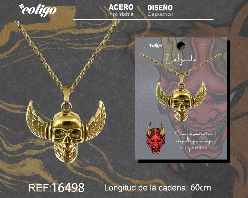 Colgante hombre de acero dorado - Joyería masculina