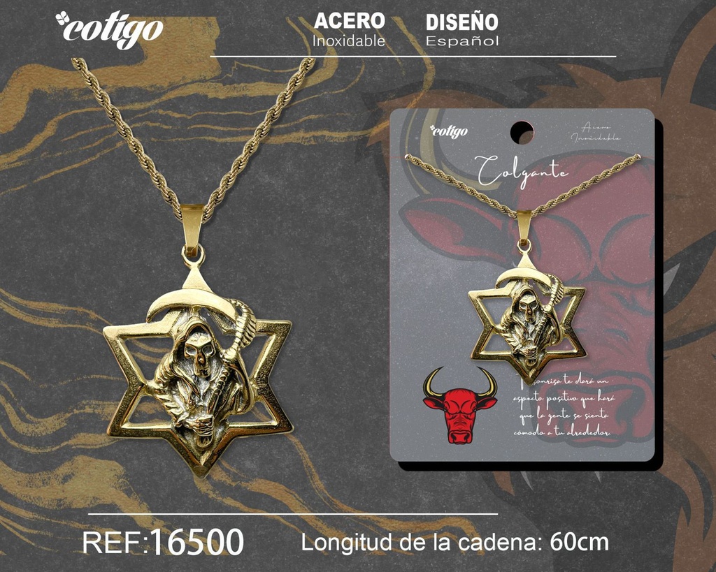 Colgante hombre de acero dorado - Joyería masculina